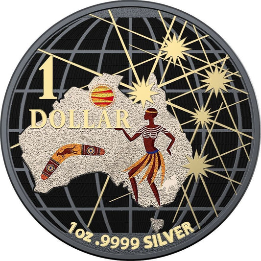 1 Oz Silver Coin 2020 Australia $1 Beneath the Southern Skies - Aboriginals